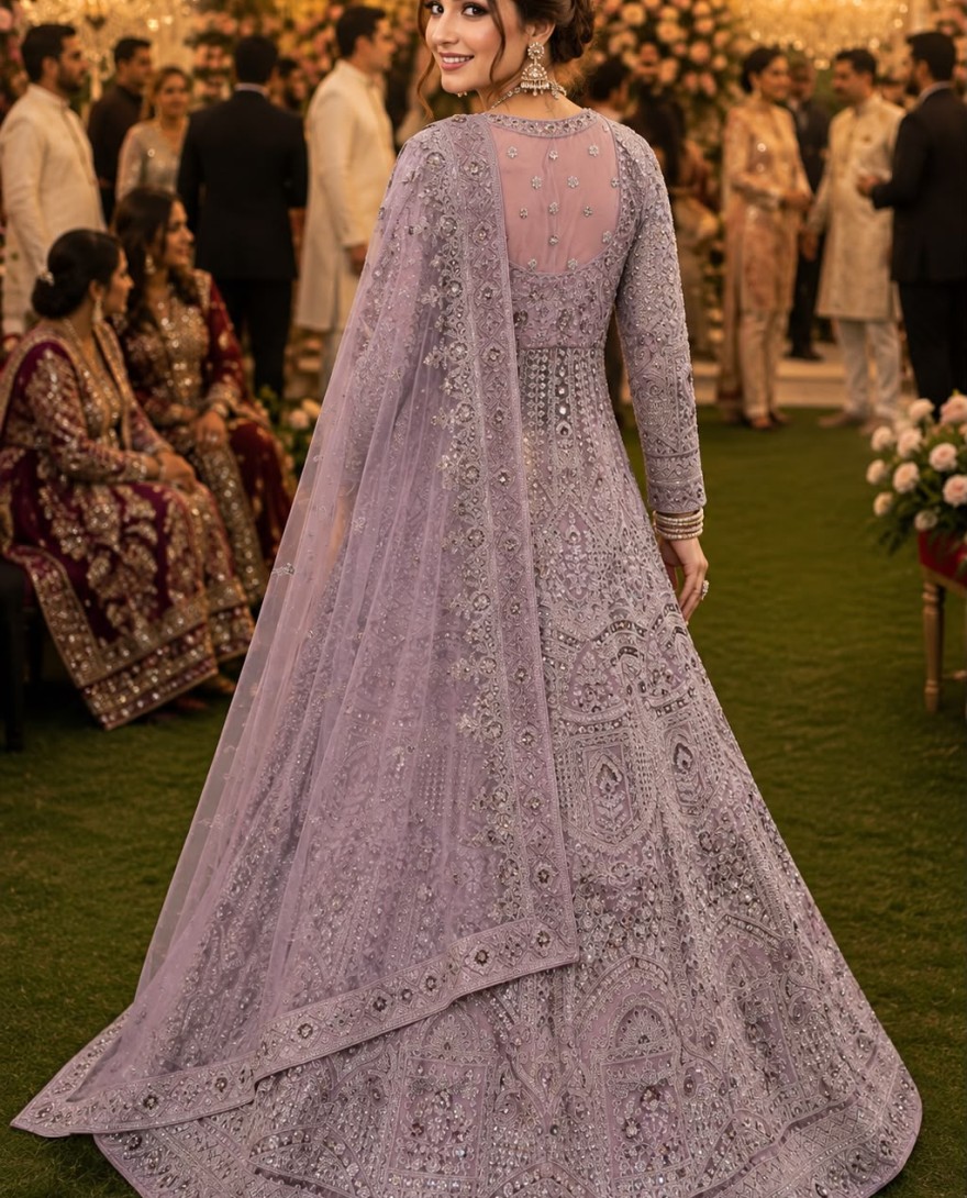 LAVENDER - Lavender Net Readymade Lehenga Choli