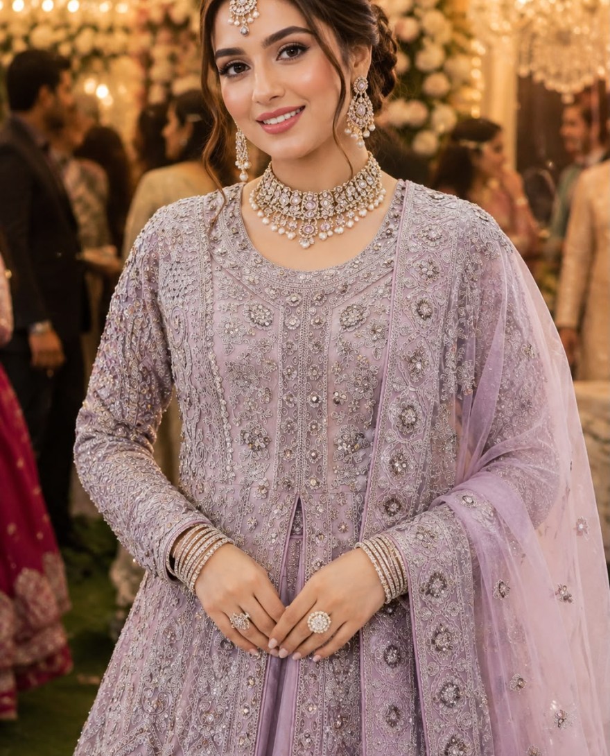 LAVENDER - Lavender Net Readymade Lehenga Choli