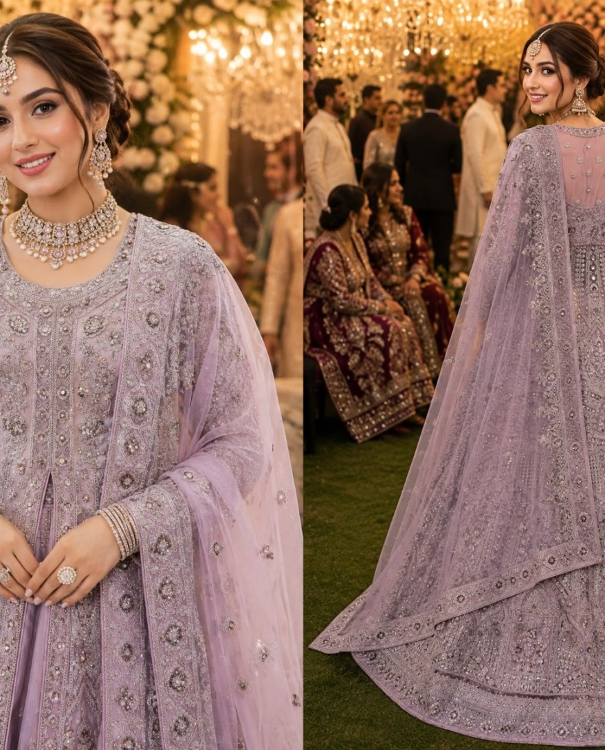 LAVENDER - Lavender Net Readymade Lehenga Choli