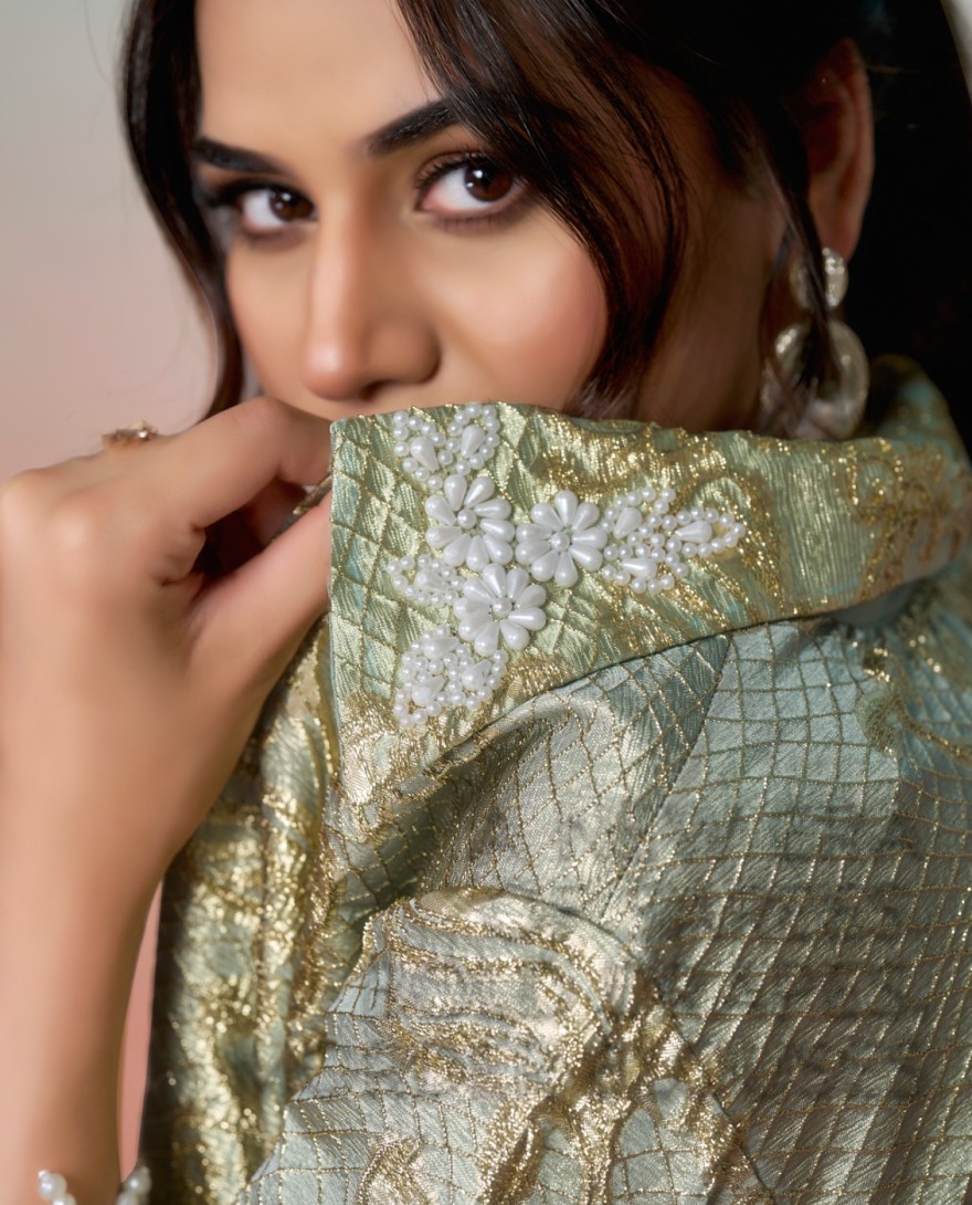 GREEN - Satin Silk Classic Sari In Green Colour