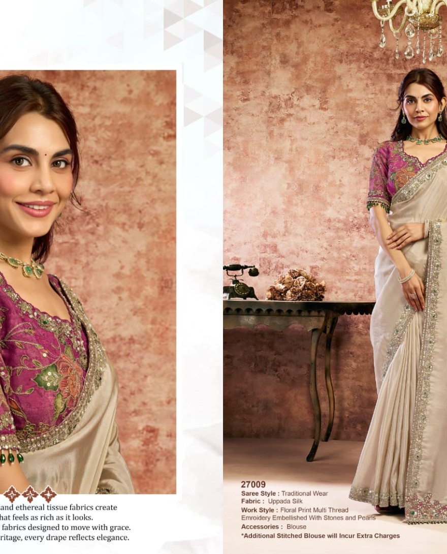 CHIKU - Designer Chiku Embroidered Wedding Style Saree