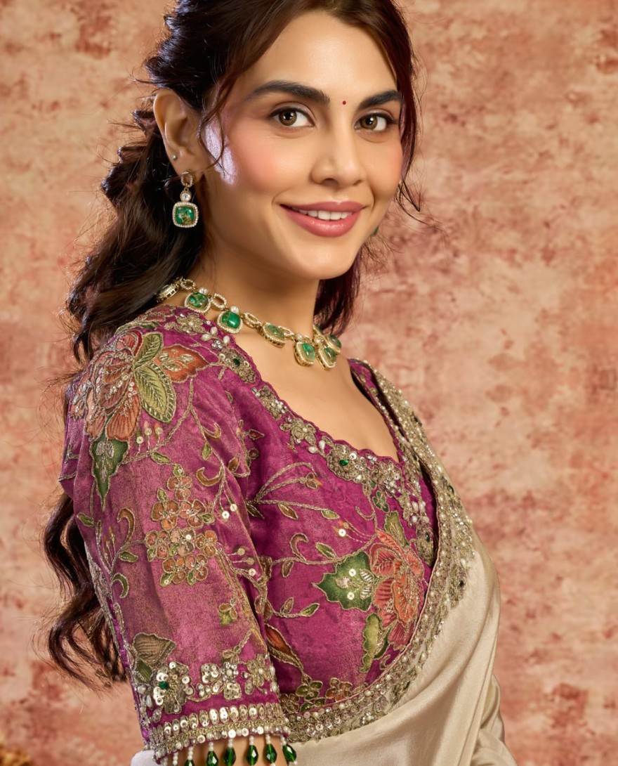 CHIKU - Designer Chiku Embroidered Wedding Style Saree