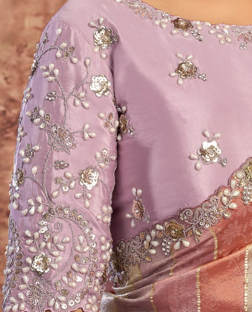 LAVENDER - Designer Lavender Embroidered Wedding Style Saree