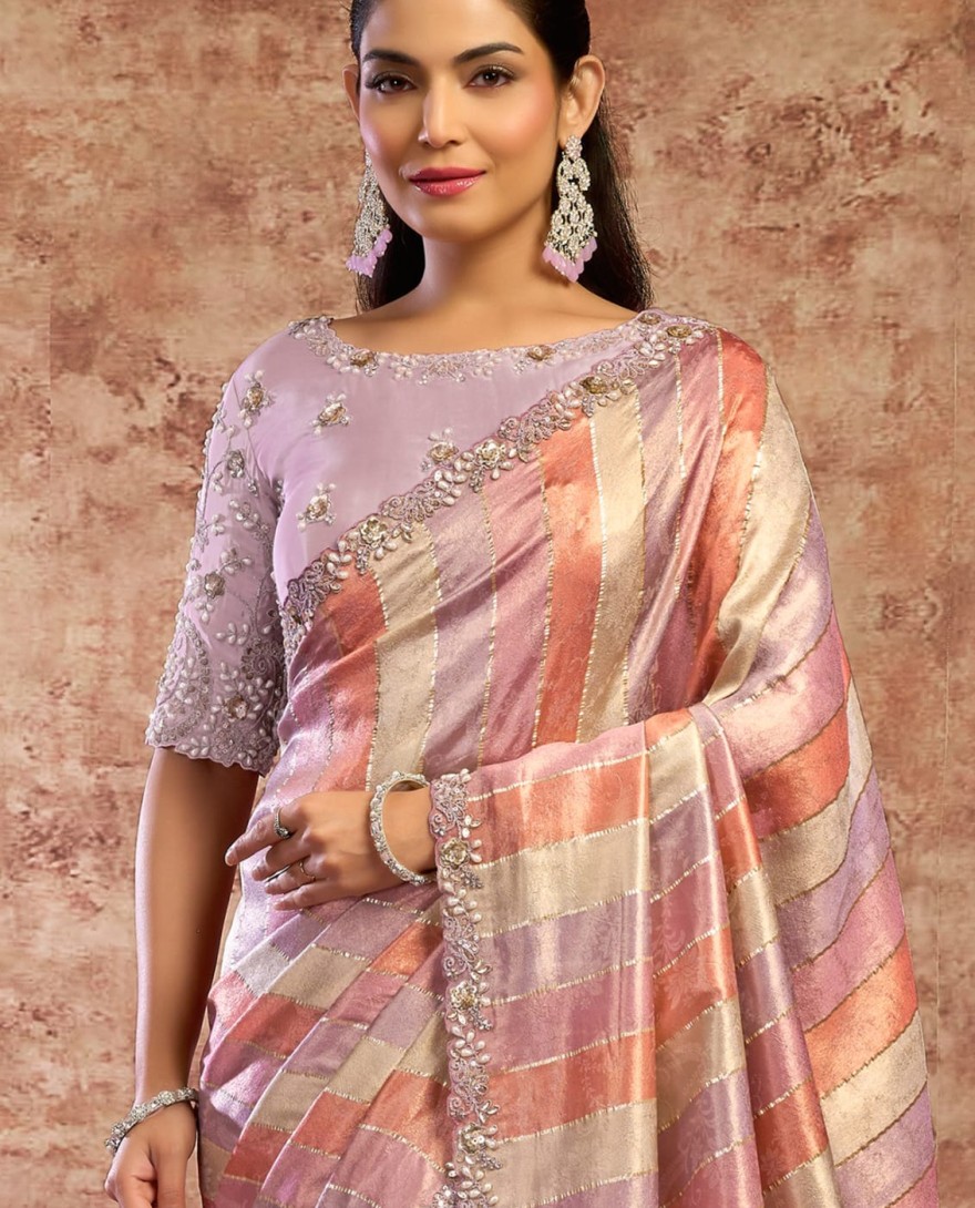 LAVENDER - Designer Lavender Embroidered Wedding Style Saree