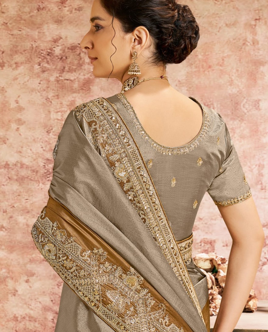 YELLOW - Designer Yellow Embroidered Wedding Style Saree