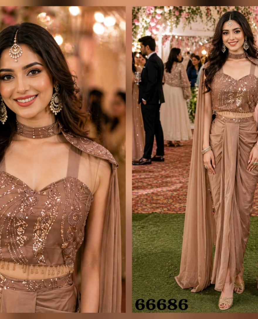 BROWN - Lycra Readymade Salwar Suit In Brown Colour