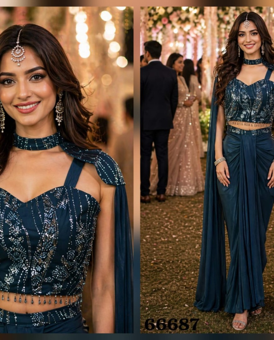 TALE - Teal Lycra Salwar Suit with Embroidered and Sequins Work