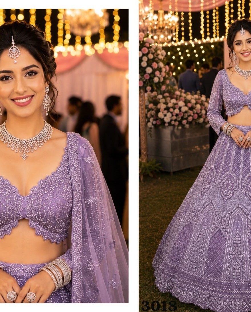 PURPLE - Groovy Lavender Net Lehenga Choli