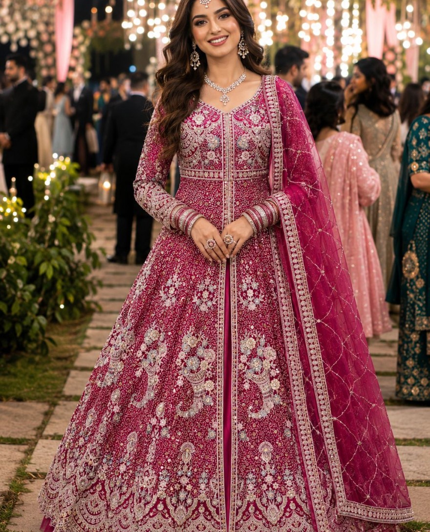 PINK - Rani Embroidered Net Trendy Lehenga Choli
