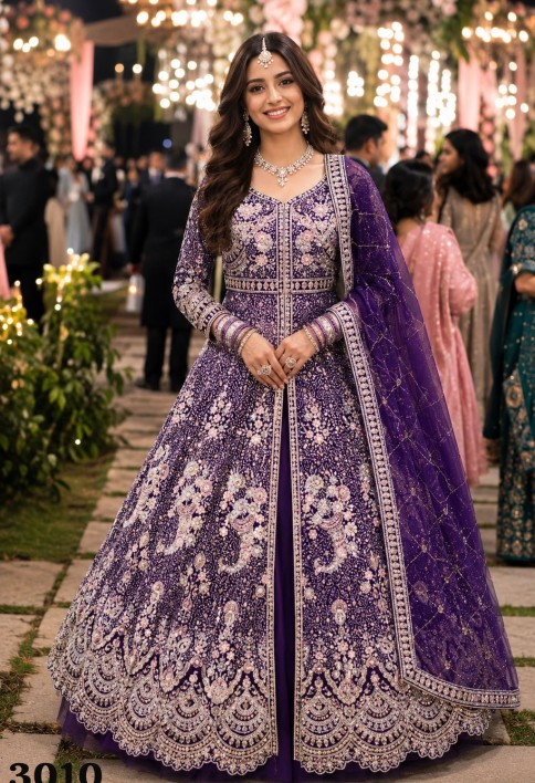 Distinctively Purple Thread Work Readymade Lehenga Choli