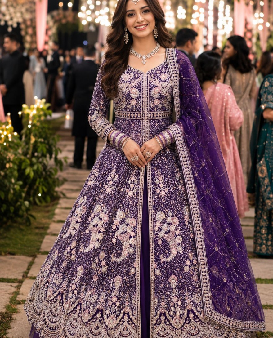 PURPLE - Distinctively Purple Thread Work Readymade Lehenga Choli