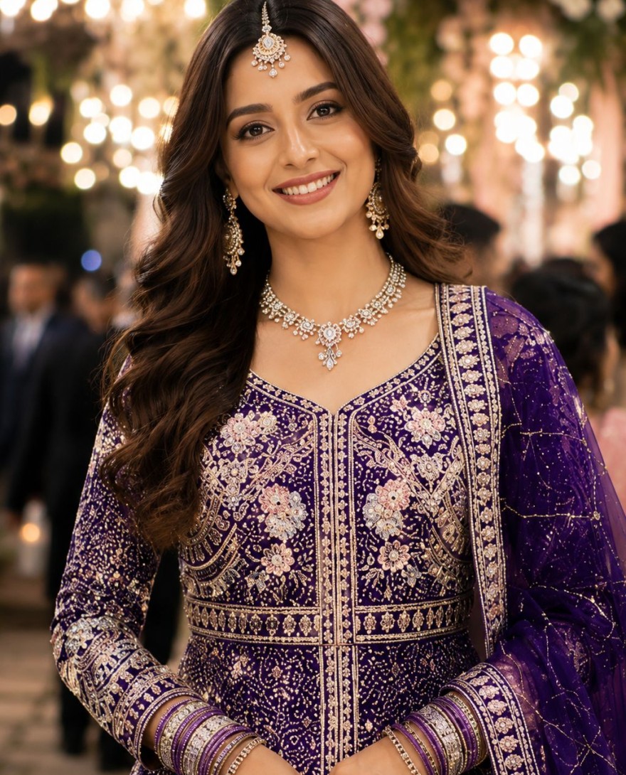 PURPLE - Distinctively Purple Thread Work Readymade Lehenga Choli