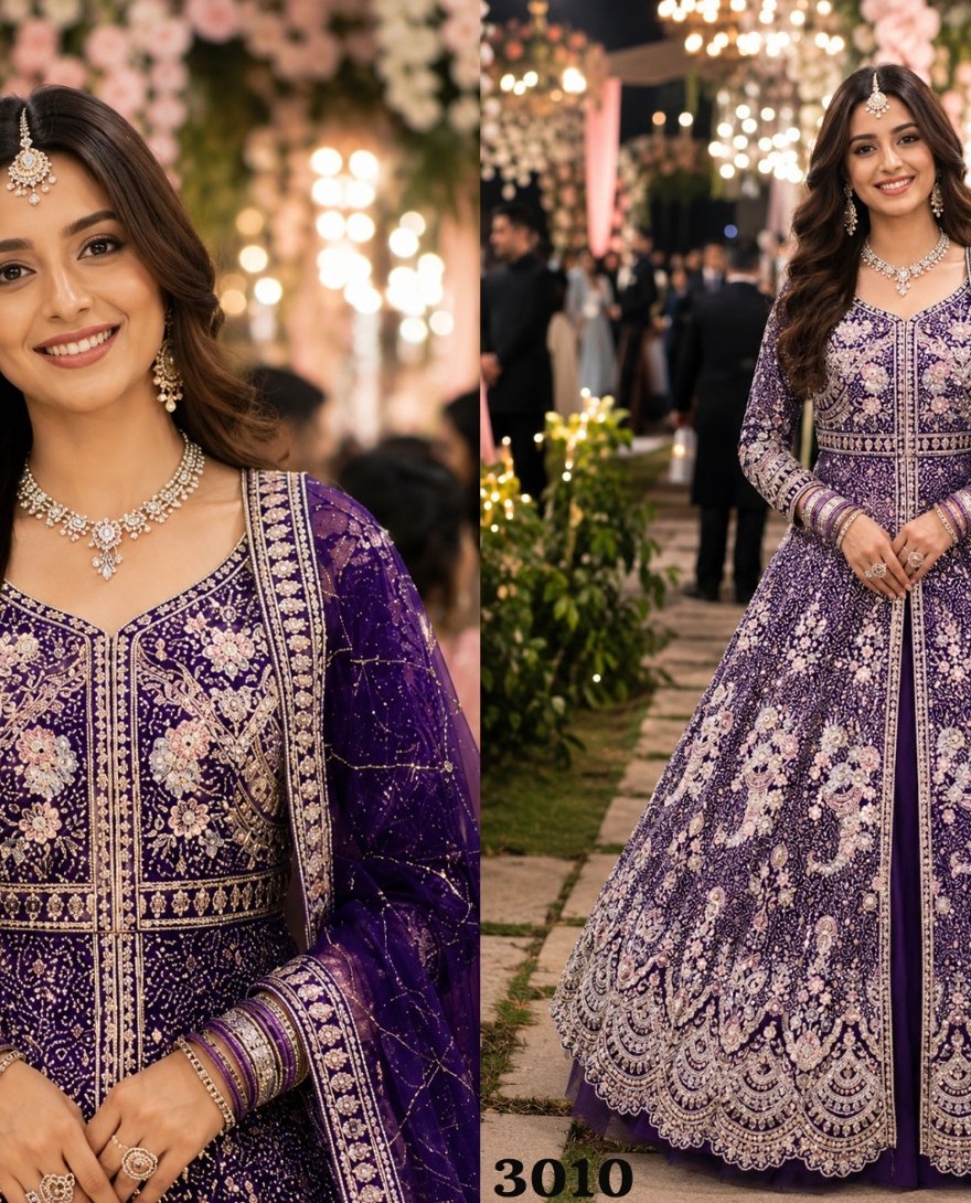 PURPLE - Distinctively Purple Thread Work Readymade Lehenga Choli