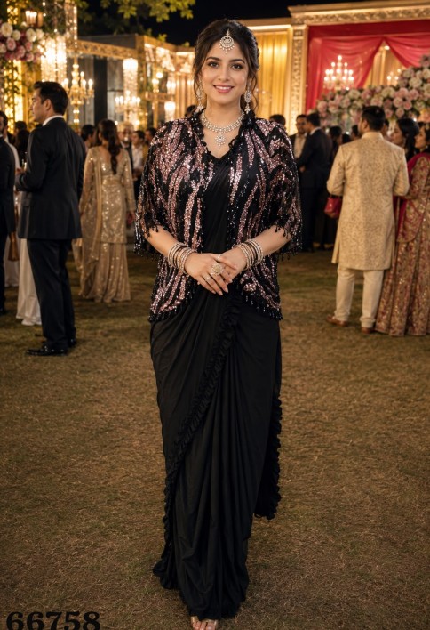 Black Lycra Classic Saree