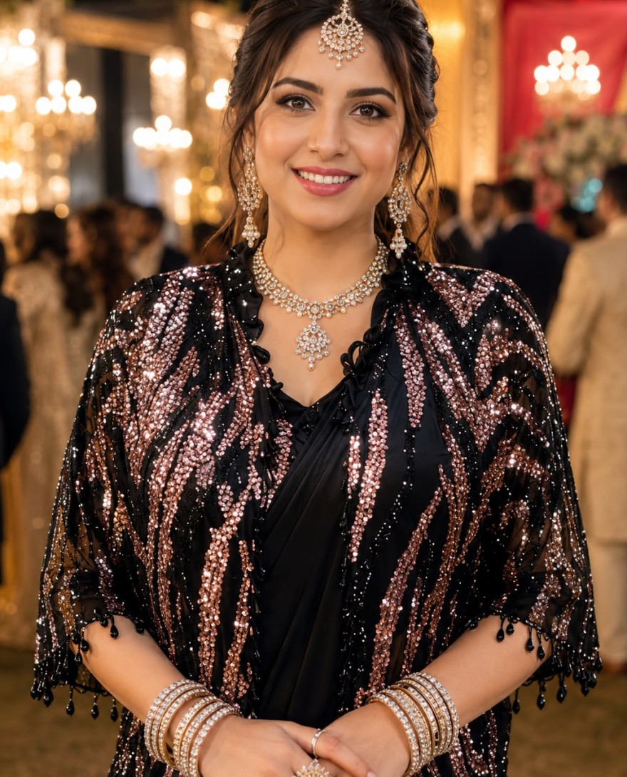 BLACK - Black Lycra Classic Saree
