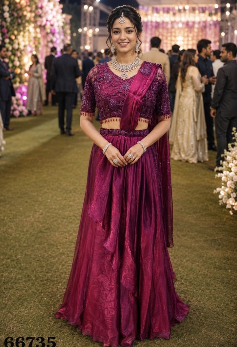Fandy Trendy Saree In Purple Colour