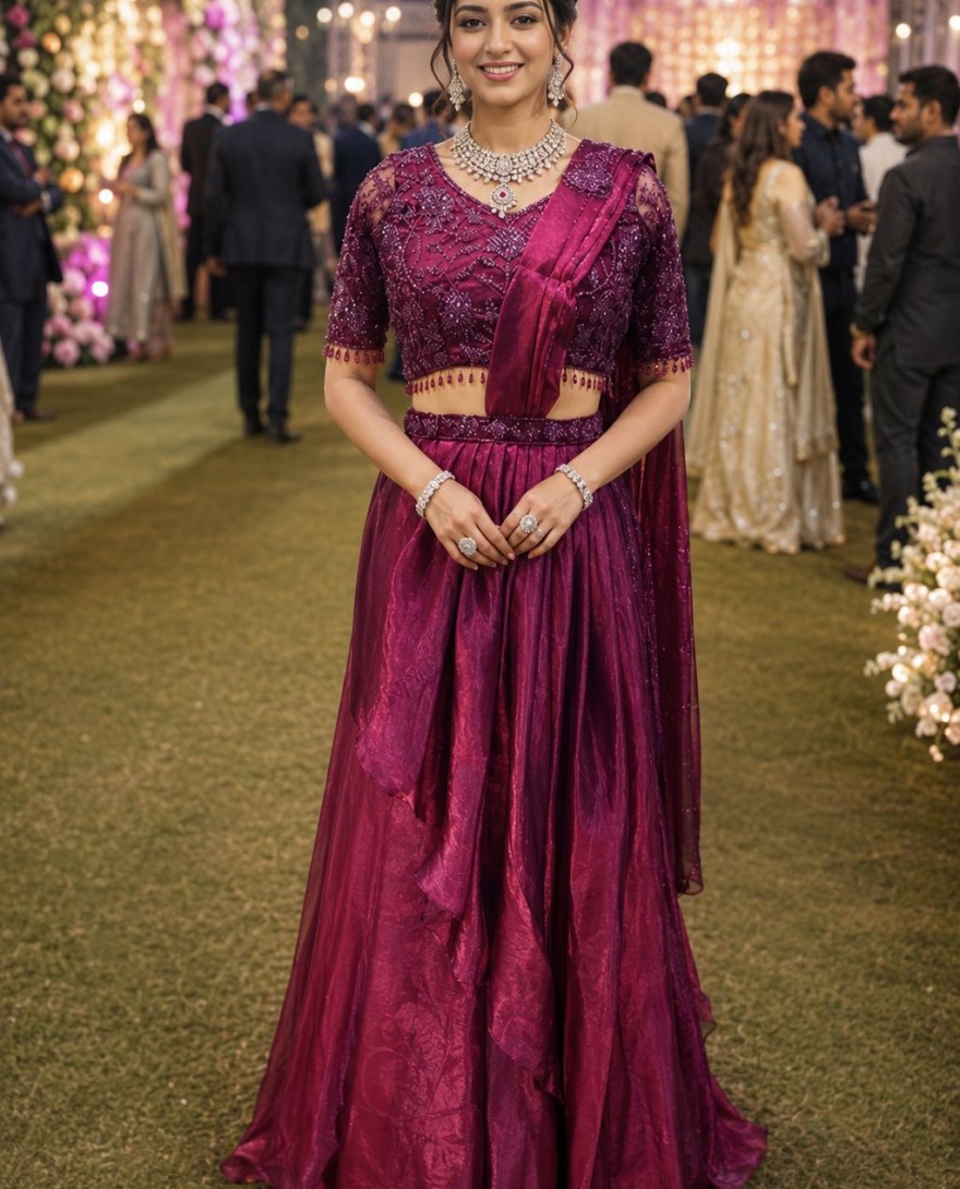 PURPLE - Fandy Trendy Saree In Purple Colour