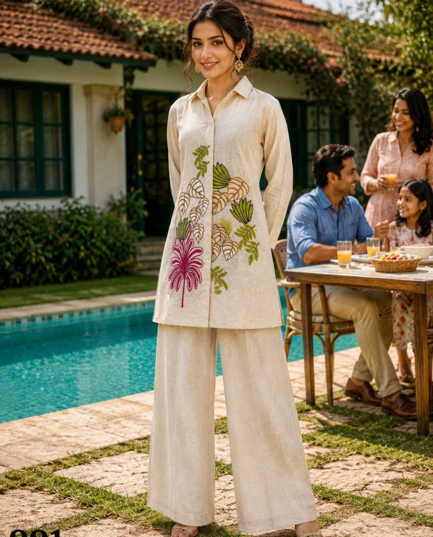 OFFWHITE - Fancy Fabric Designer Kurti In Off White Colour