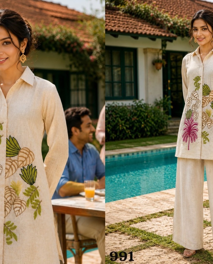 OFFWHITE - Fancy Fabric Designer Kurti In Off White Colour