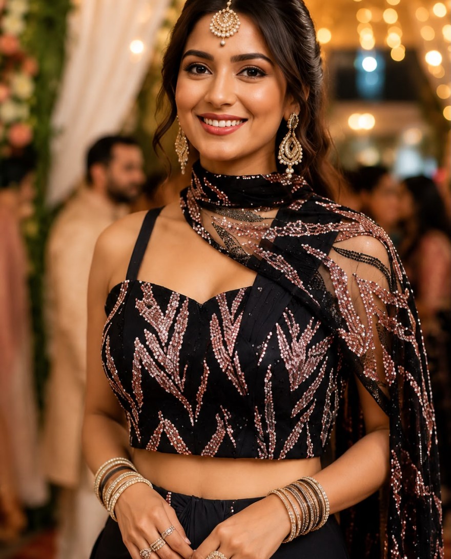 BLACK - Mod Black Lycra Contemporary Saree