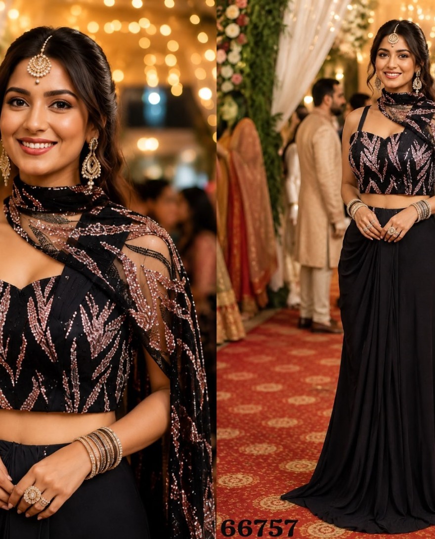 BLACK - Mod Black Lycra Contemporary Saree