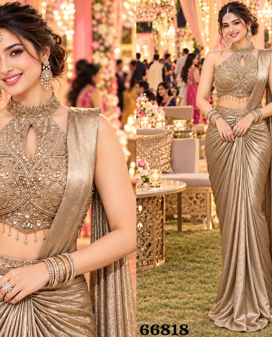 66818 - Gold Crush Contemporary Sari