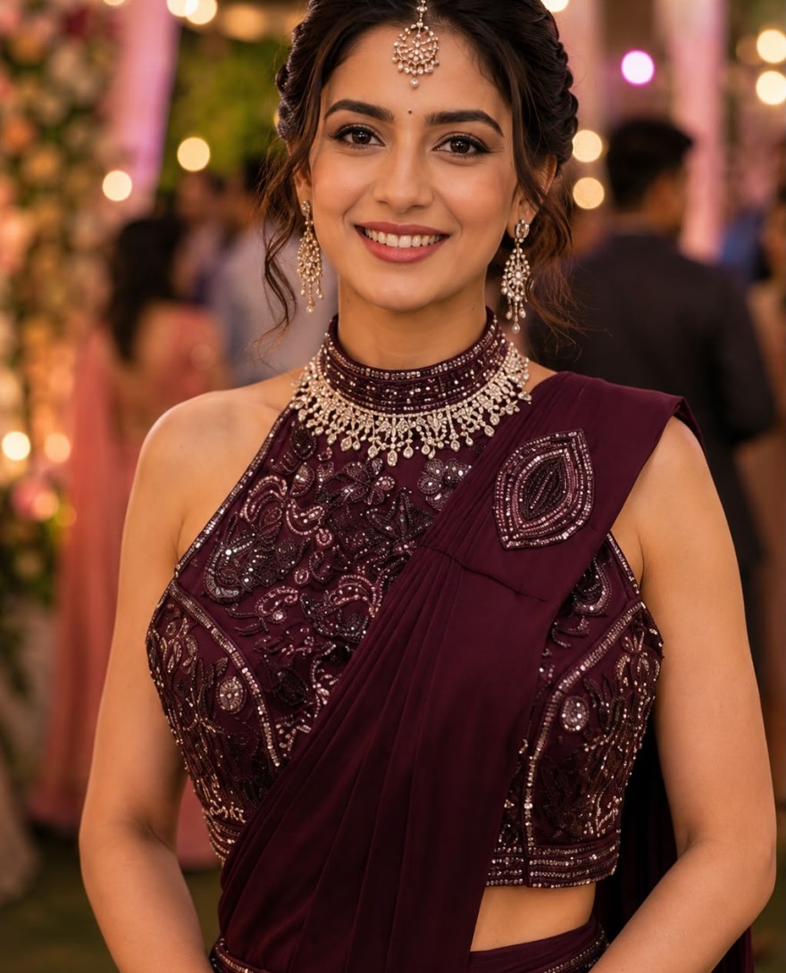 MAROON - Maroon Lycra Classic Sari with Embroidered Work