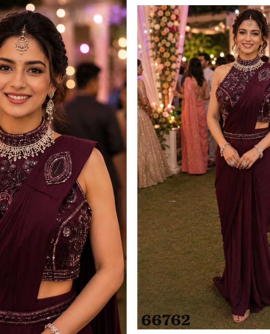 MAROON - Maroon Lycra Classic Sari with Embroidered Work