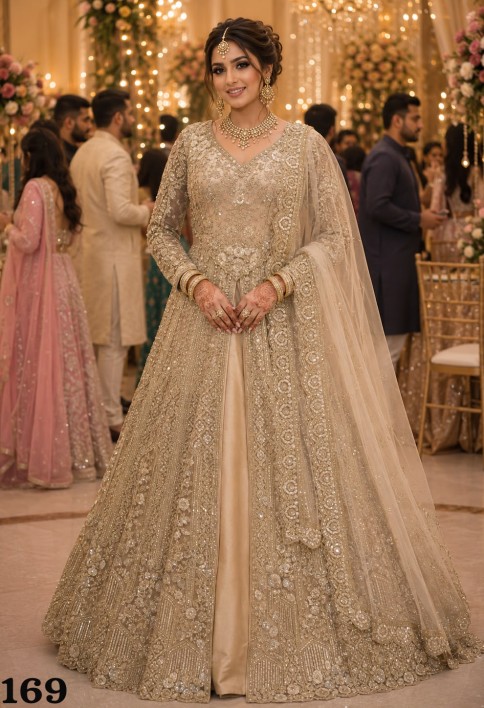 Beige Net Lehenga Choli