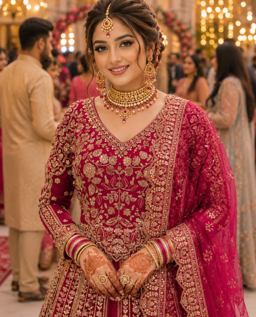 PINK - Embroidered, Sequins and Stone Work Net Readymade Lehenga Choli In Pink Colour