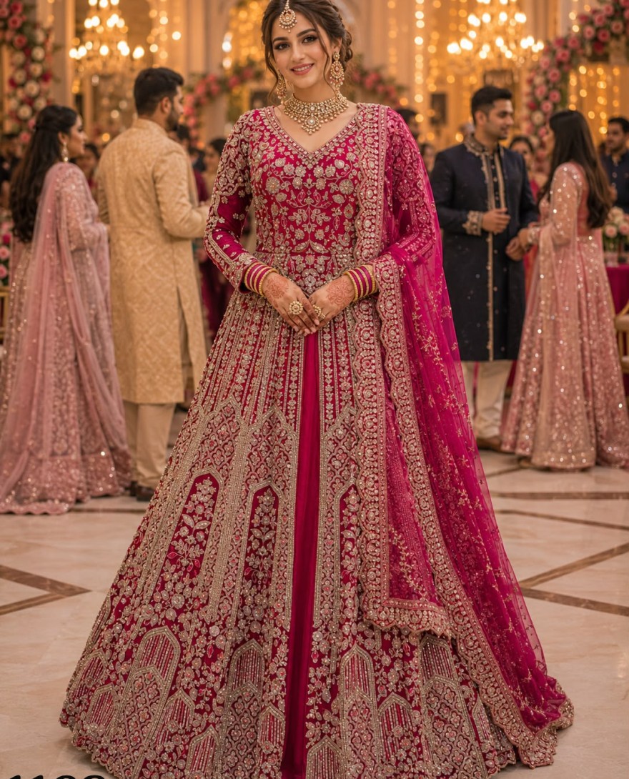PINK - Embroidered, Sequins and Stone Work Net Readymade Lehenga Choli In Pink Colour
