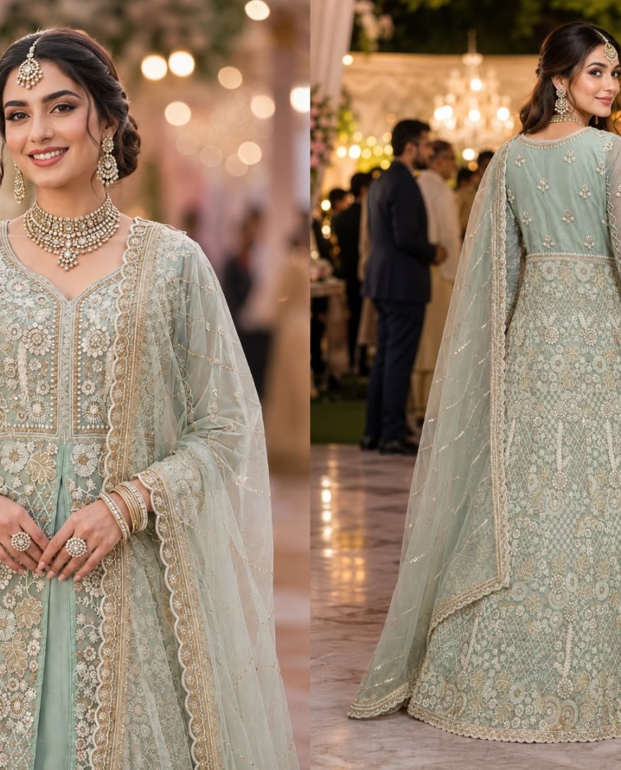 BLUE - Lavender Net Readymade Lehenga Choli