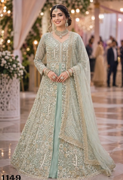 Lavender Net Readymade Lehenga Choli