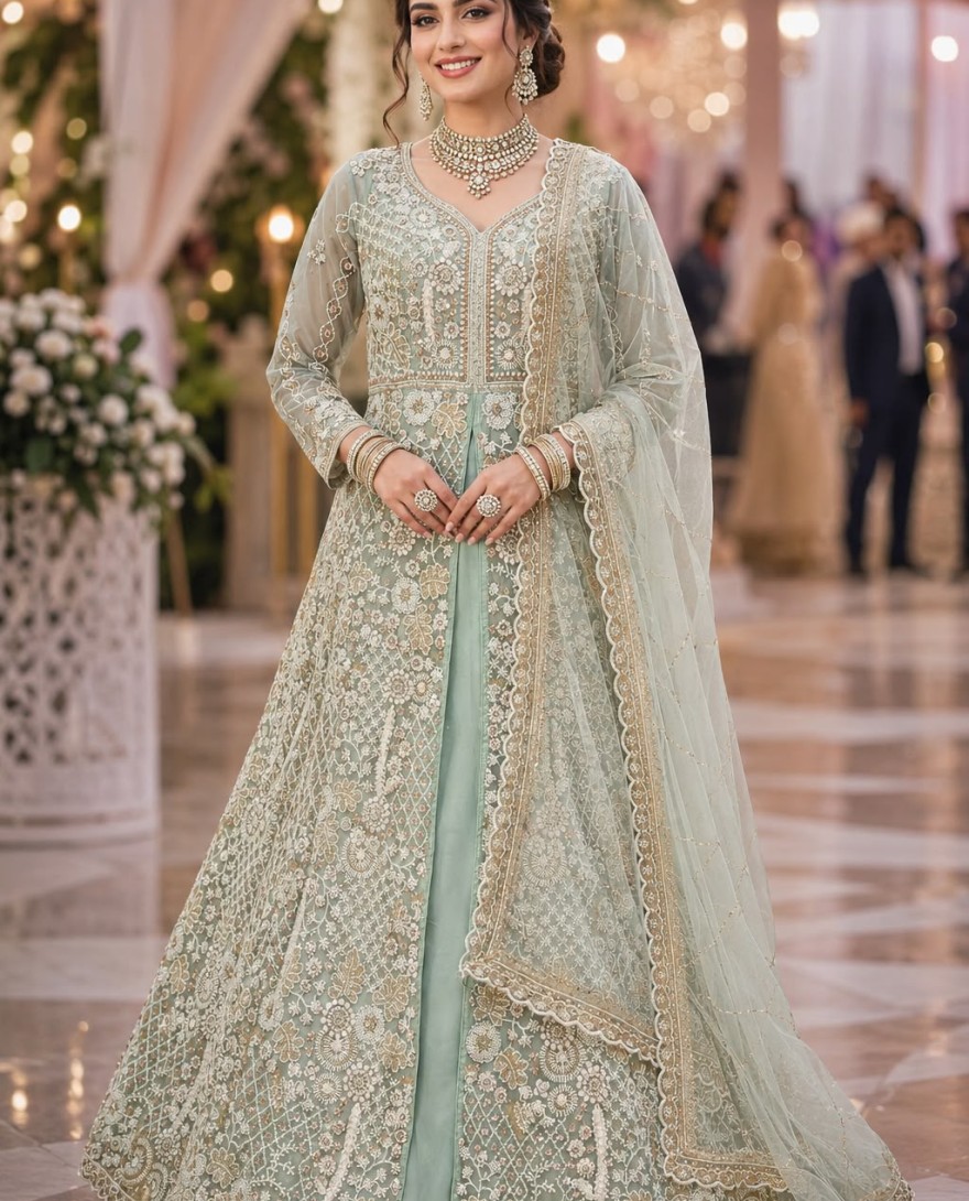 BLUE - Lavender Net Readymade Lehenga Choli