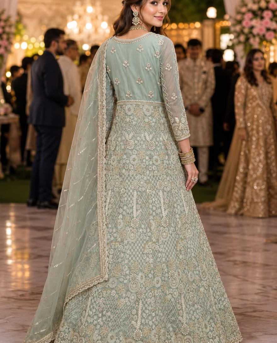 BLUE - Lavender Net Readymade Lehenga Choli