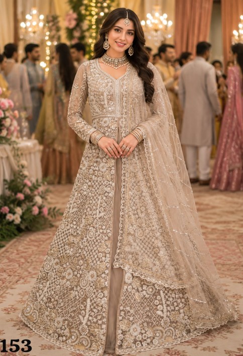 Beige Net Beads Work Festival Wear Readymade Lehenga Choli