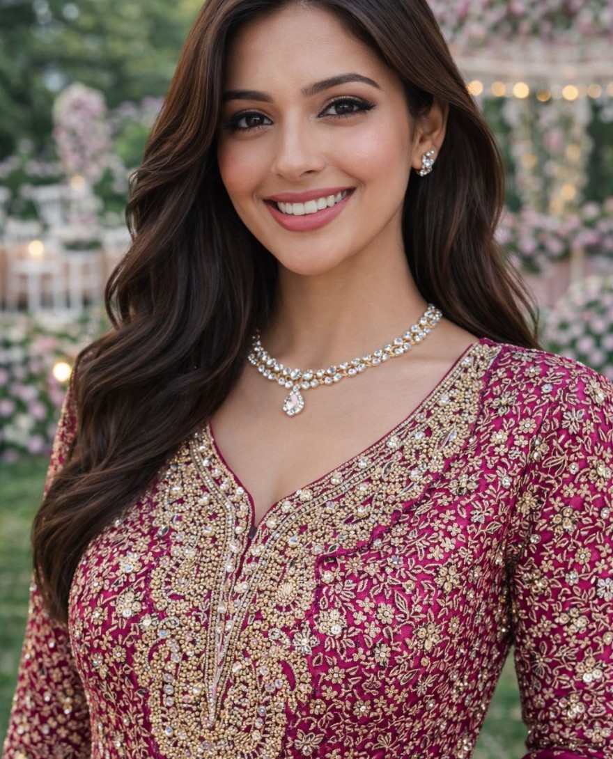 pink - Pink Georgette Anarkali Suit With Stone Detailing