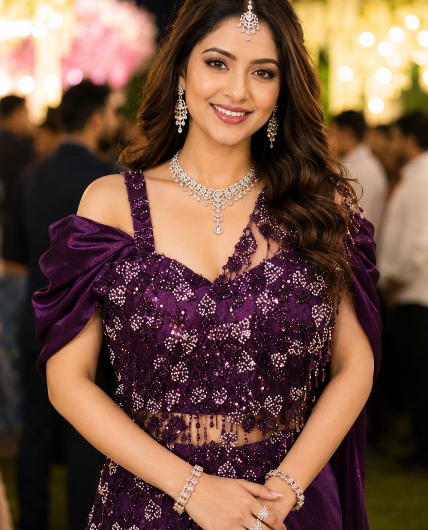 PURPLE - Embroidered Work Fandy Trendy Saree In Purple for Ceremonial