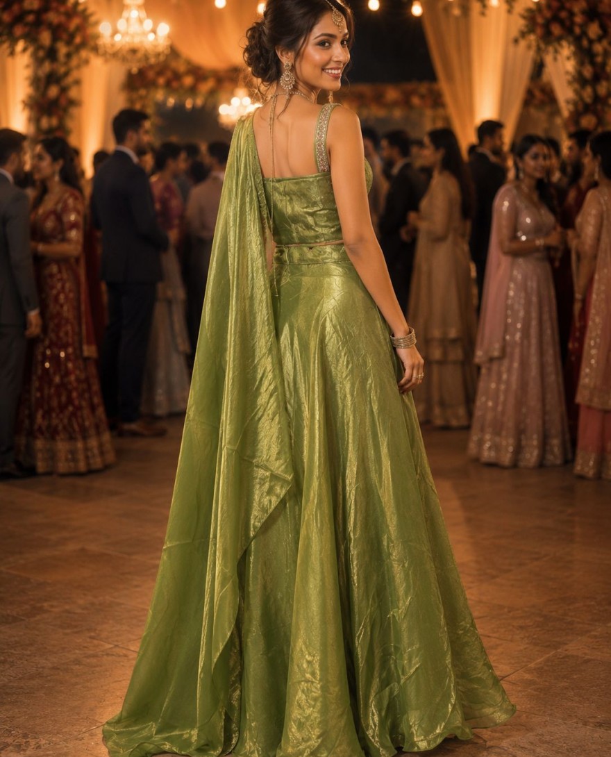 GREEN - Embroidered Work Fandy Lehenga Choli In Green for Ceremonial