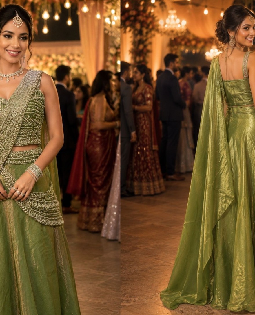 GREEN - Embroidered Work Fandy Lehenga Choli In Green for Ceremonial