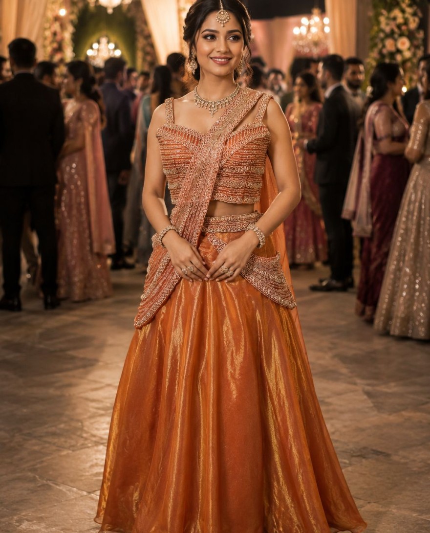 ORANGE - Catchy Orange Fandy Readymade Lehenga Choli with Embroidered Work