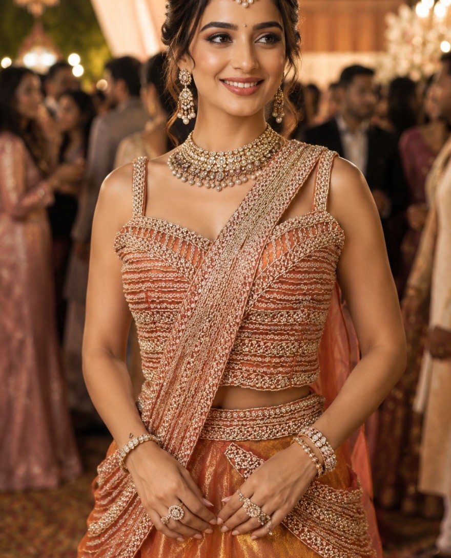 ORANGE - Catchy Orange Fandy Readymade Lehenga Choli with Embroidered Work