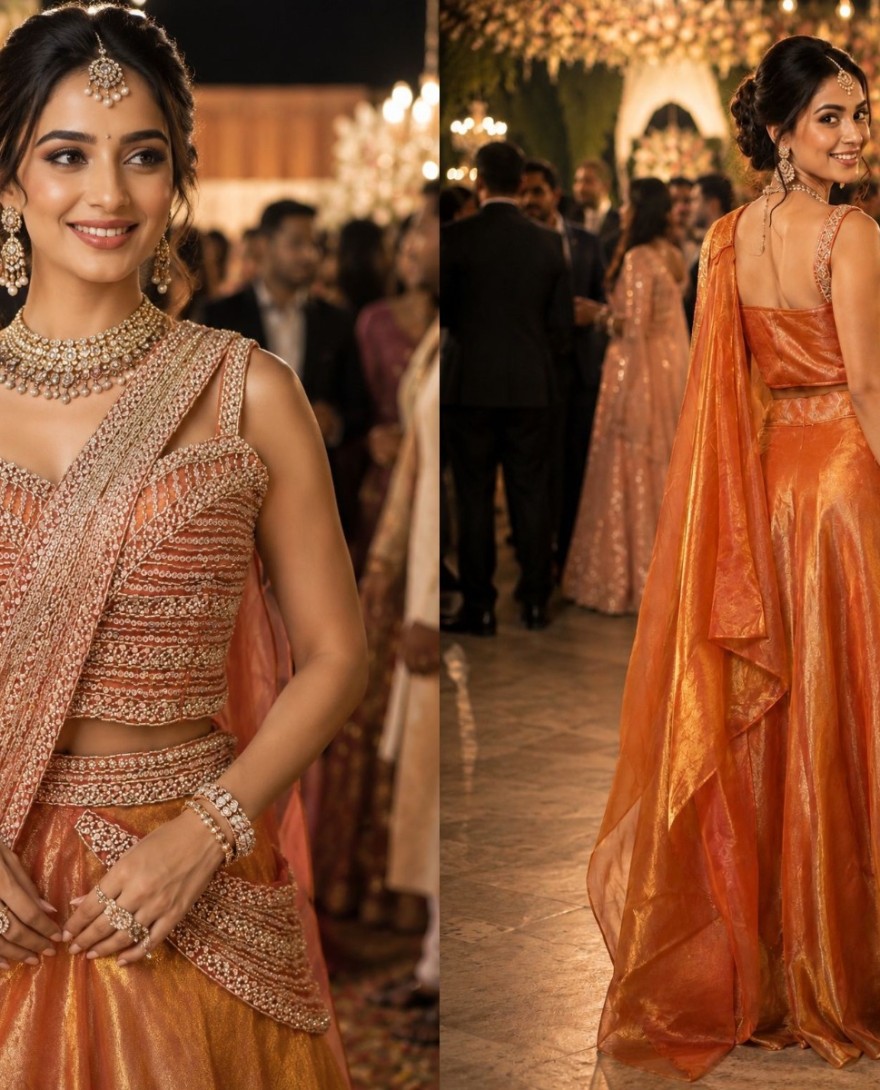 ORANGE - Catchy Orange Fandy Readymade Lehenga Choli with Embroidered Work