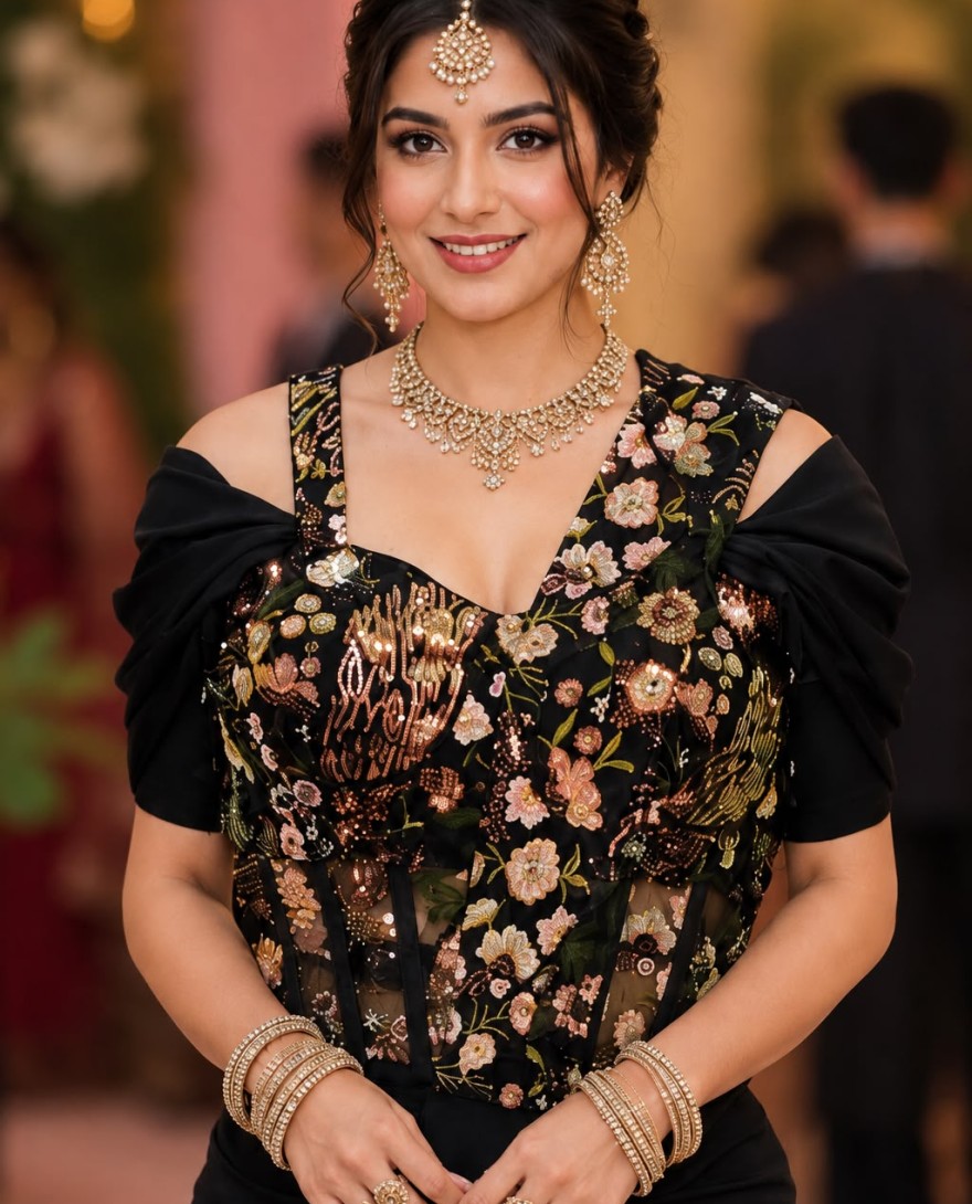 BLACK - Amusing Black Lycra Classic Sari