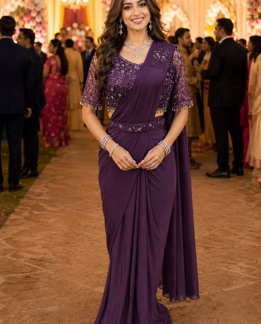 PURPLE - Charming Classic Saree For Festival