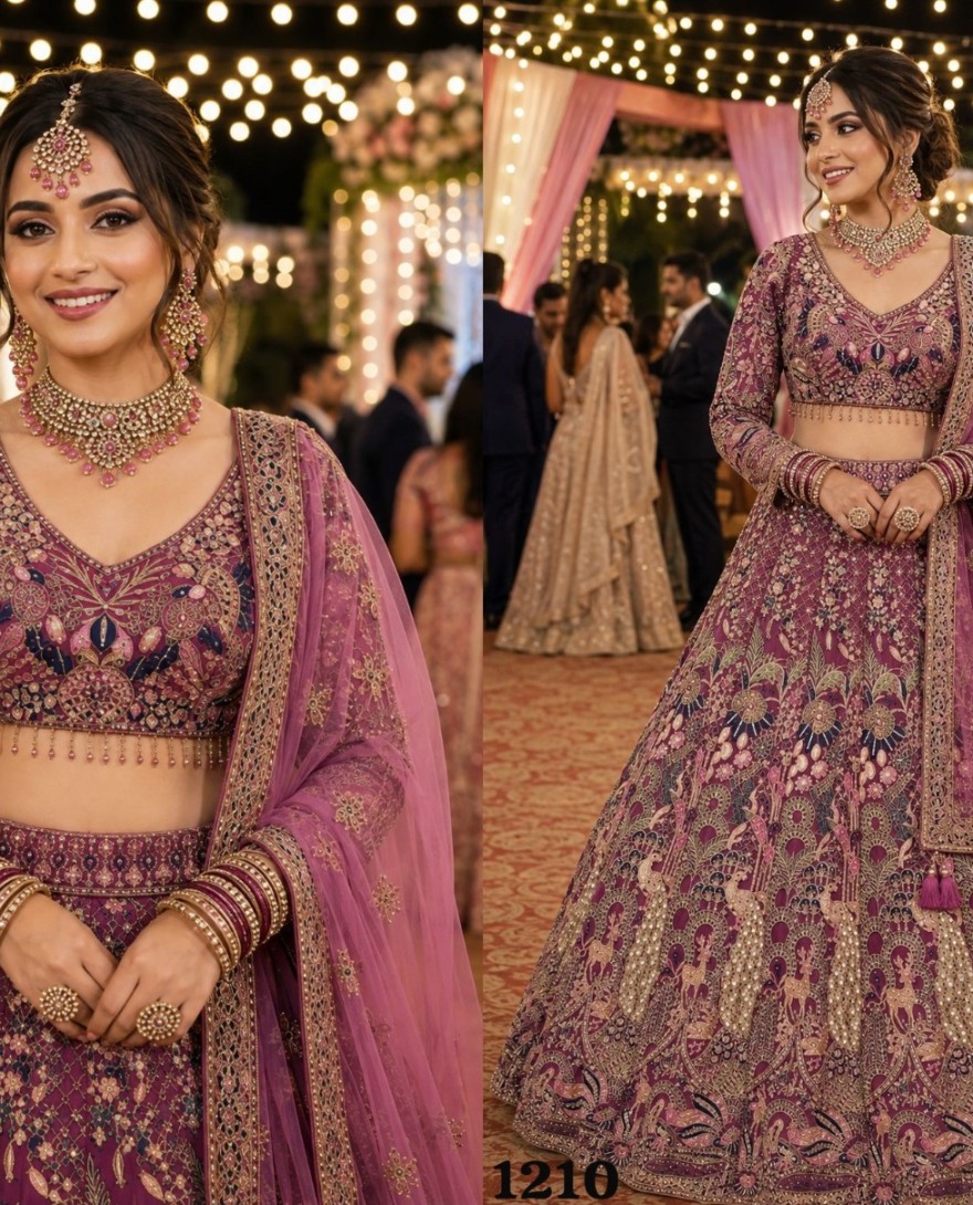 PINK - Pink Net Embroidered, Thread and Zari Work Readymade Lehenga Choli