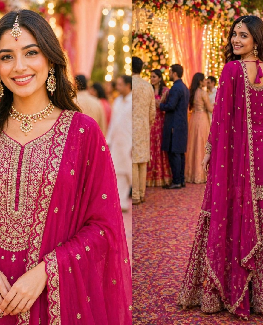 HOTPINK - Magenta Georgette Pakistani Suit
