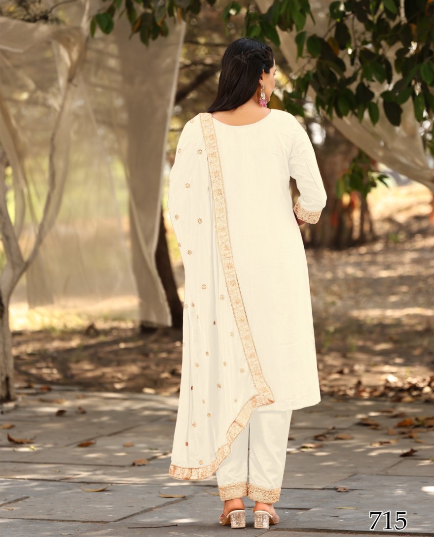 WHITE - White Woven with Sequin Jacquard Straight Cut Suit Set