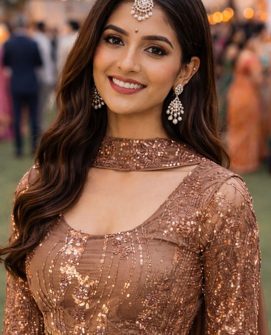 BROWN - Lycra Readymade Salwar Suit In Brown Colour