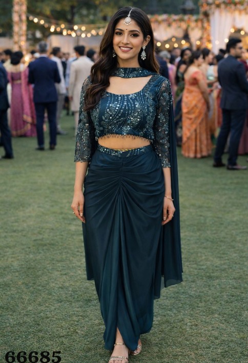Teal Lycra Salwar Suit with Embroidered and Sequins Work